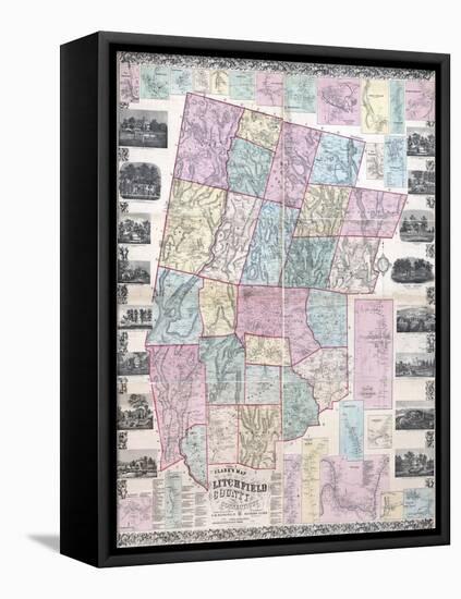 1859, Litchfield County Wall Map, Connecticut, United States-null-Framed Premier Image Canvas