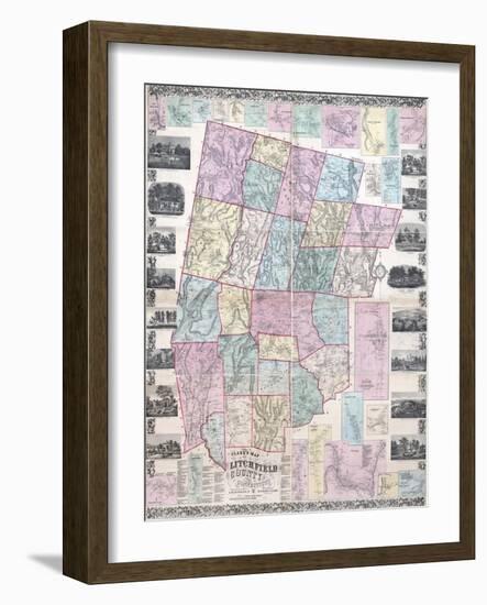 1859, Litchfield County Wall Map, Connecticut, United States-null-Framed Giclee Print