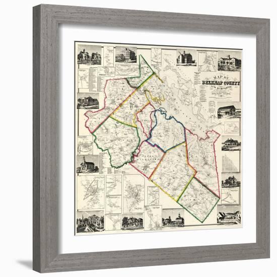 1860, Belknap County Wall Map, New Hampshire, United States-null-Framed Giclee Print