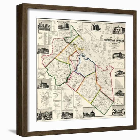 1860, Belknap County Wall Map, New Hampshire, United States-null-Framed Giclee Print