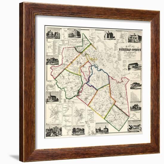 1860, Belknap County Wall Map, New Hampshire, United States-null-Framed Giclee Print