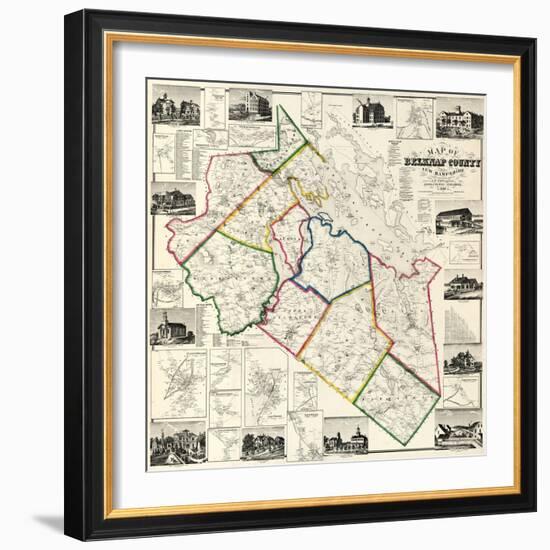 1860, Belknap County Wall Map, New Hampshire, United States-null-Framed Giclee Print