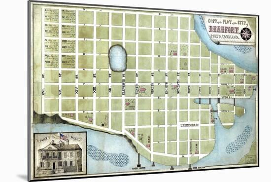 1860s, Beaufort City Plot Map, South Carolina, United States-null-Mounted Giclee Print