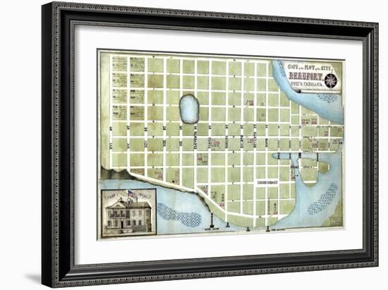 1860s, Beaufort City Plot Map, South Carolina, United States-null-Framed Giclee Print