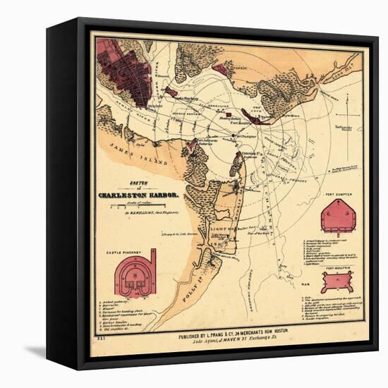 1860s, Charleston Harbor Chart South Carolina, South Carolina, United States-null-Framed Premier Image Canvas