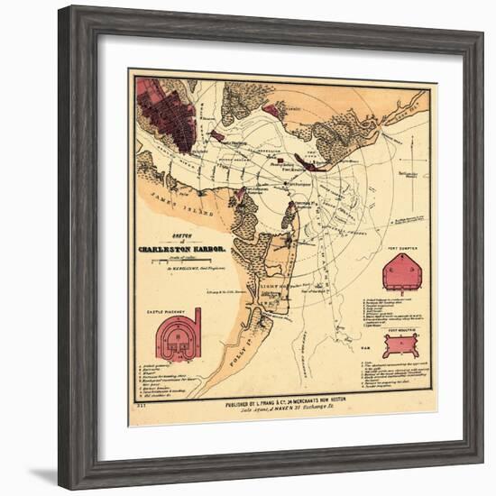 1860s, Charleston Harbor Chart South Carolina, South Carolina, United States-null-Framed Giclee Print