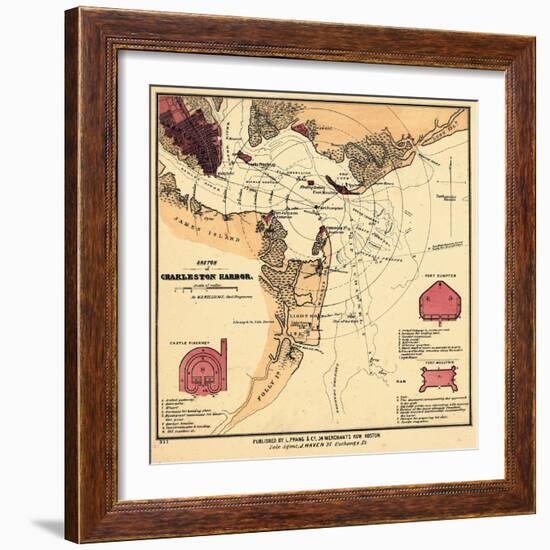 1860s, Charleston Harbor Chart South Carolina, South Carolina, United States-null-Framed Giclee Print