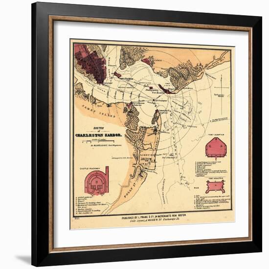 1860s, Charleston Harbor Chart South Carolina, South Carolina, United States-null-Framed Giclee Print