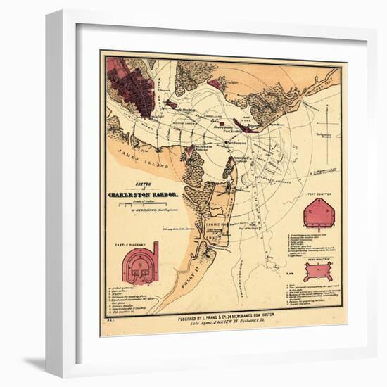 1860s, Charleston Harbor Chart South Carolina, South Carolina, United States-null-Framed Giclee Print