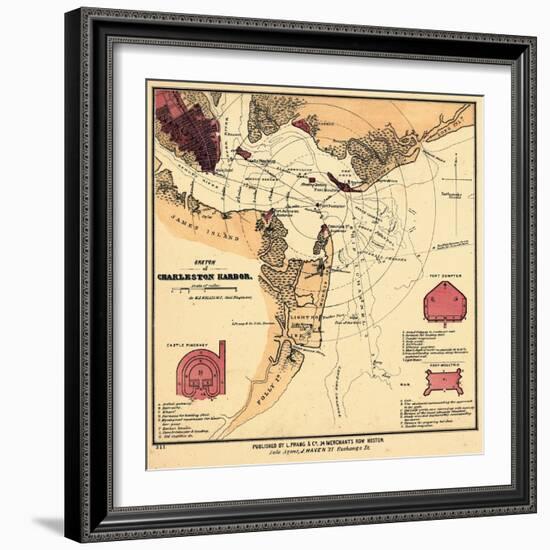 1860s, Charleston Harbor Chart South Carolina, South Carolina, United States-null-Framed Giclee Print