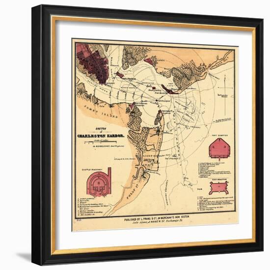 1860s, Charleston Harbor Chart South Carolina, South Carolina, United States-null-Framed Giclee Print