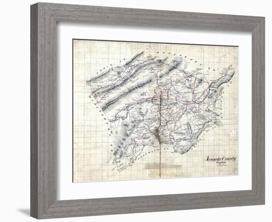 1860s, Roanoke County Wall Map, Virginia, United States-null-Framed Giclee Print