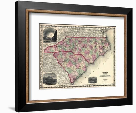 1861, North Carolina and South Carolina State Map, North Carolina, United States-null-Framed Giclee Print