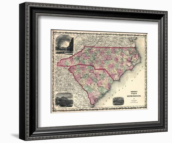 1861, North Carolina and South Carolina State Map, North Carolina, United States-null-Framed Giclee Print