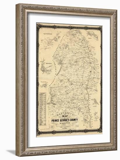 1861, Prince George's County Wall Map, Maryland, United States-null-Framed Giclee Print