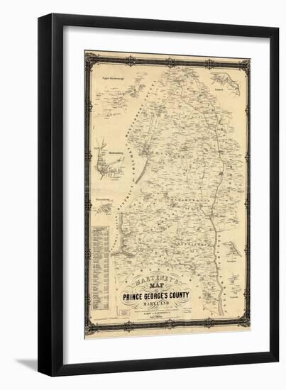 1861, Prince George's County Wall Map, Maryland, United States-null-Framed Giclee Print