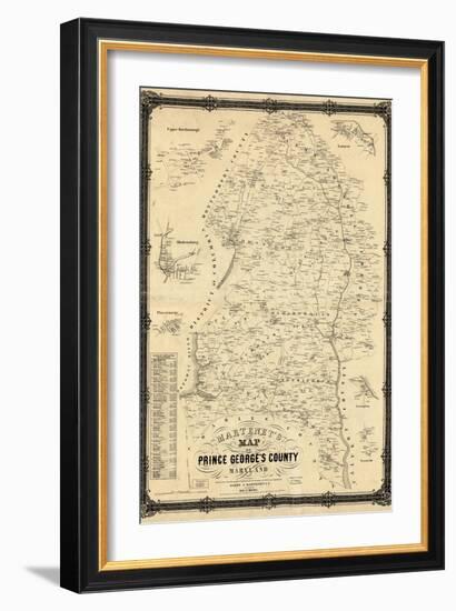 1861, Prince George's County Wall Map, Maryland, United States-null-Framed Giclee Print