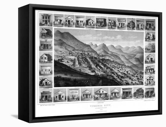 1861, Virginia City Bird's Eye View, Nevada, United States-null-Framed Premier Image Canvas