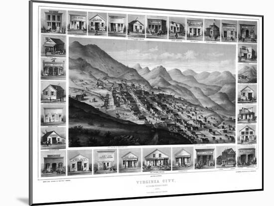 1861, Virginia City Bird's Eye View, Nevada, United States-null-Mounted Giclee Print