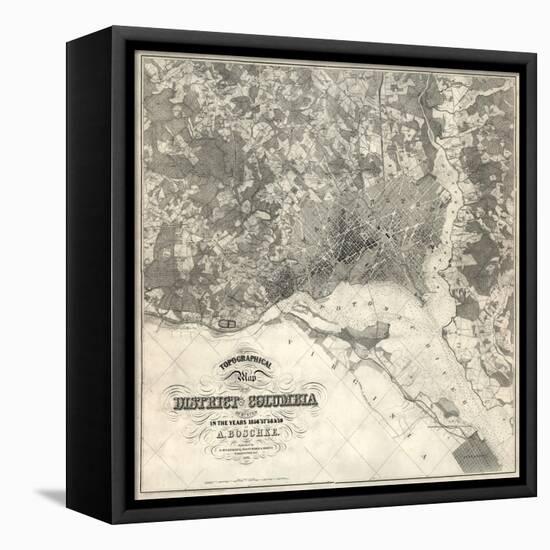 1861, Washington D.C. Topographic Map, District of Columbia, United States-null-Framed Premier Image Canvas