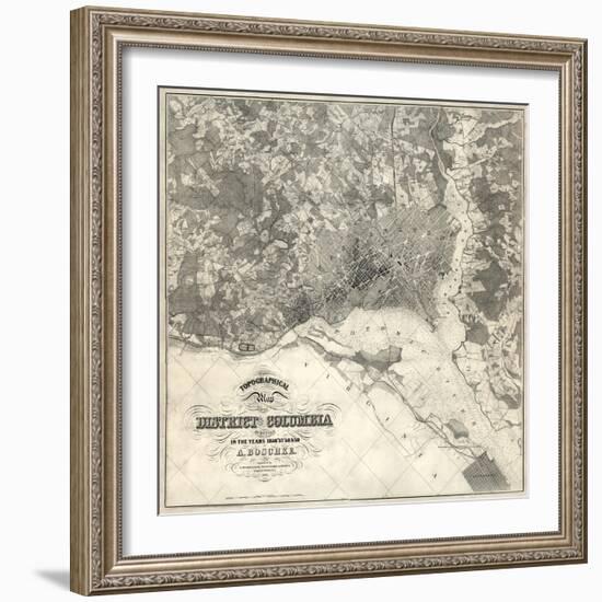 1861, Washington D.C. Topographic Map, District of Columbia, United States-null-Framed Giclee Print