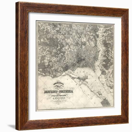 1861, Washington D.C. Topographic Map, District of Columbia, United States-null-Framed Giclee Print