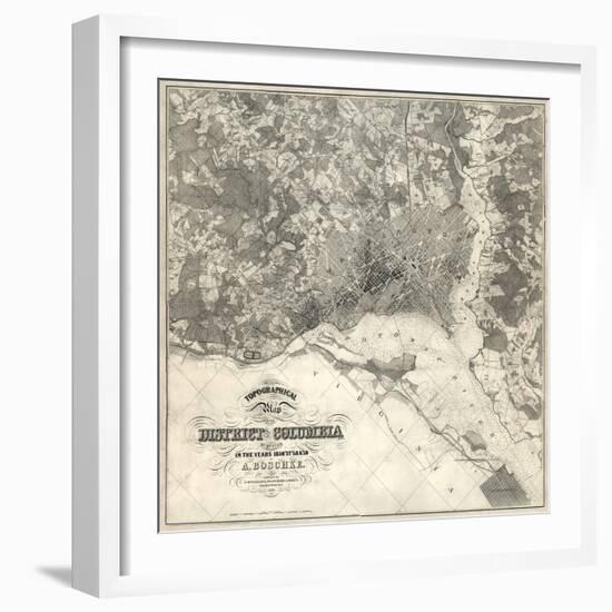 1861, Washington D.C. Topographic Map, District of Columbia, United States-null-Framed Giclee Print