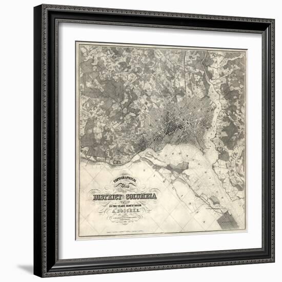 1861, Washington D.C. Topographic Map, District of Columbia, United States-null-Framed Giclee Print