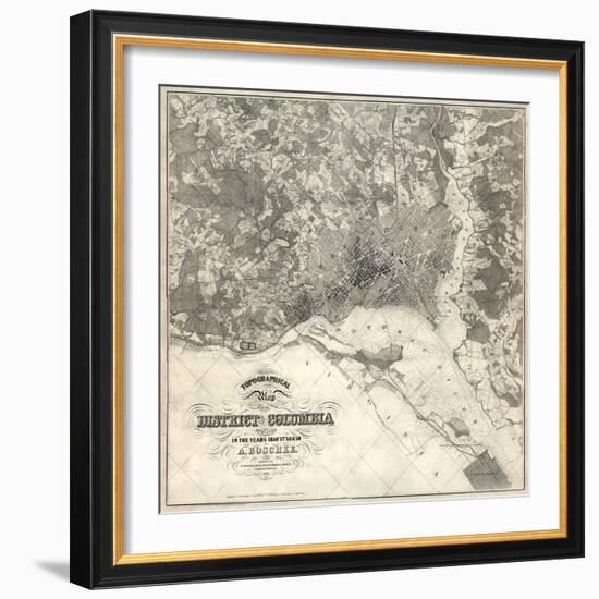 1861, Washington D.C. Topographic Map, District of Columbia, United States-null-Framed Giclee Print