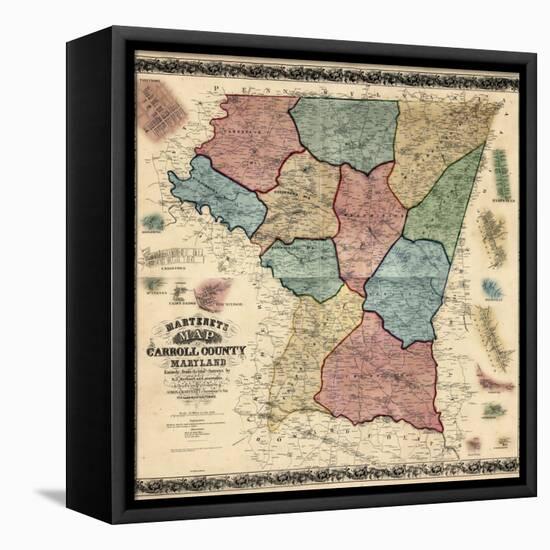 1862, Carroll County Wall Map, Maryland, United States-null-Framed Premier Image Canvas