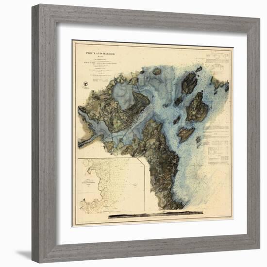 1862, Portland Harbor Chart, Maine-null-Framed Giclee Print