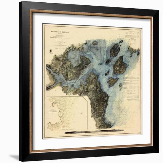 1862, Portland Harbor Chart, Maine-null-Framed Giclee Print