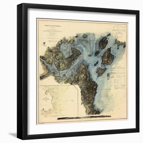 1862, Portland Harbor Chart, Maine-null-Framed Giclee Print