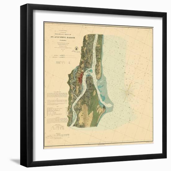 1862, St. Augustine Harbor Chart 1862, Florida, United States-null-Framed Giclee Print