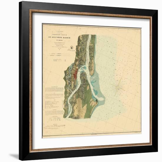 1862, St. Augustine Harbor Chart 1862, Florida, United States-null-Framed Giclee Print