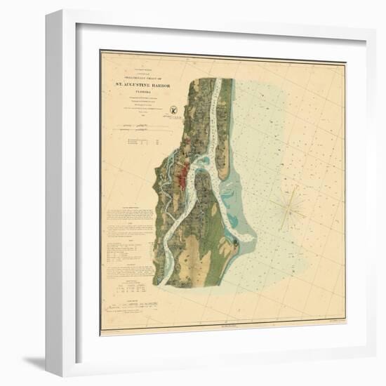 1862, St. Augustine Harbor Chart 1862, Florida, United States-null-Framed Giclee Print