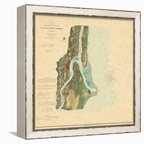 1862, St. Augustine Harbor Chart 1862, Florida, United States-null-Framed Premier Image Canvas