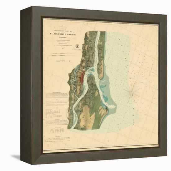 1862, St. Augustine Harbor Chart 1862, Florida, United States-null-Framed Premier Image Canvas