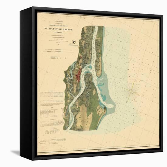 1862, St. Augustine Harbor Chart 1862, Florida, United States-null-Framed Premier Image Canvas