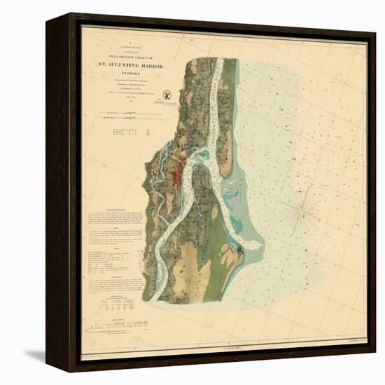 1862, St. Augustine Harbor Chart 1862, Florida, United States-null-Framed Premier Image Canvas