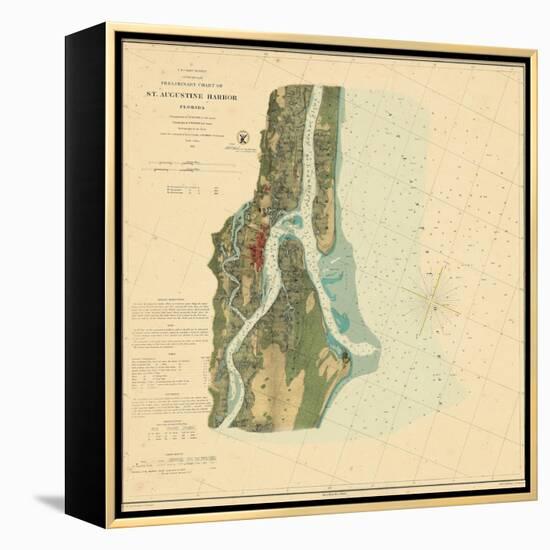 1862, St. Augustine Harbor Chart 1862, Florida, United States-null-Framed Premier Image Canvas