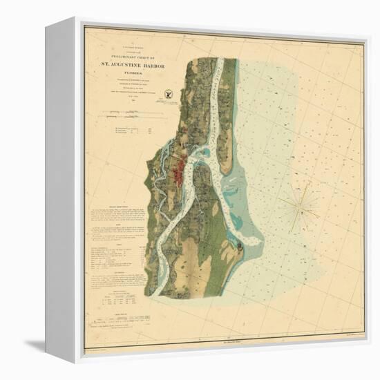 1862, St. Augustine Harbor Chart 1862, Florida, United States-null-Framed Premier Image Canvas