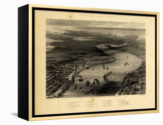 1863, New Orleans Bird's Eye View, Louisiana, United States-null-Framed Premier Image Canvas