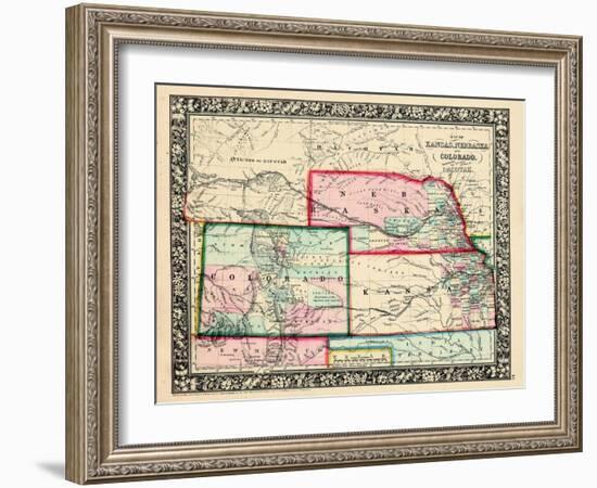 1864, Kansas, Nebraska, Colorado and Dakota Mitchell Plate, Nebraska, United States-null-Framed Giclee Print