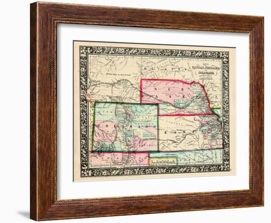 1864, Kansas, Nebraska, Colorado and Dakota Mitchell Plate, Nebraska, United States-null-Framed Giclee Print