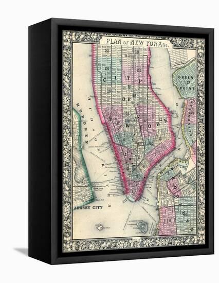 1864, New York, Brooklyn, Manhattan, Jersey City, Hoboken, New Jersey, United States-null-Framed Premier Image Canvas