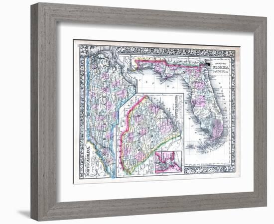 1864, North Carolina, South Carolina, Florida Mitchell Plate, South Carolina, United States-null-Framed Giclee Print