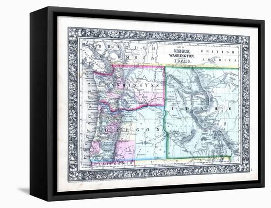 1864, Oregon, Washington and Idaho Mitchell Plate, Idaho, United States-null-Framed Premier Image Canvas