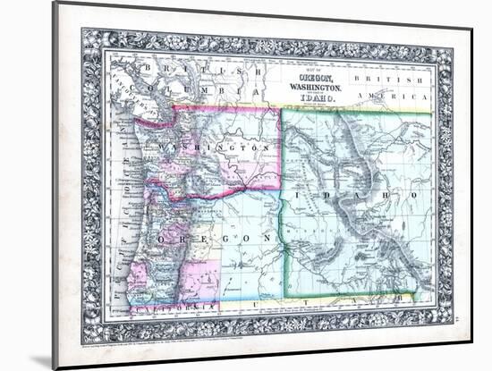 1864, Oregon, Washington and Idaho Mitchell Plate, Idaho, United States-null-Mounted Giclee Print