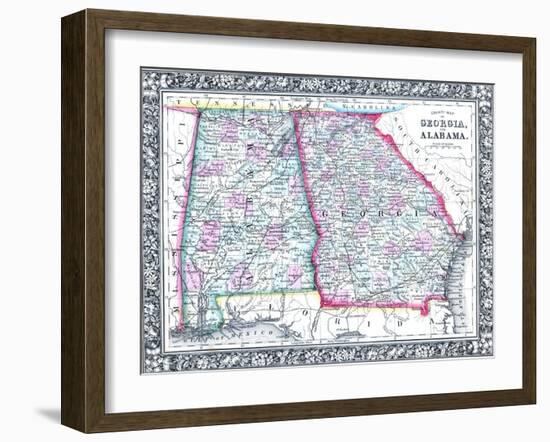 1864, United States, Georgia, Alabama, Florida, North America, Georgia and Alabama-null-Framed Giclee Print